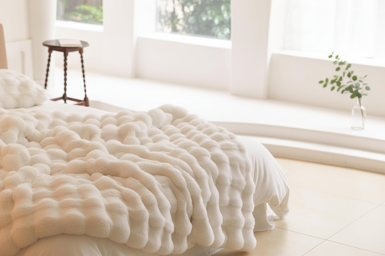Cream Bubble Throw - Bedroom