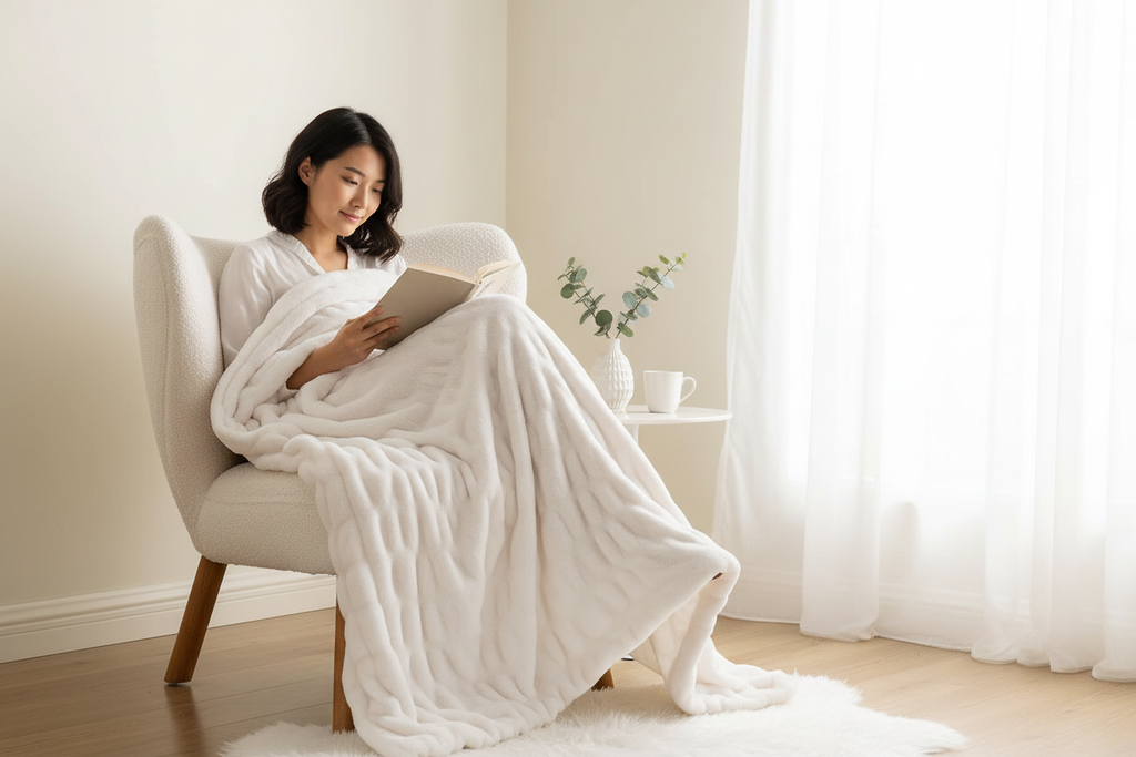Cream Fur Throw - Lifestyle 3