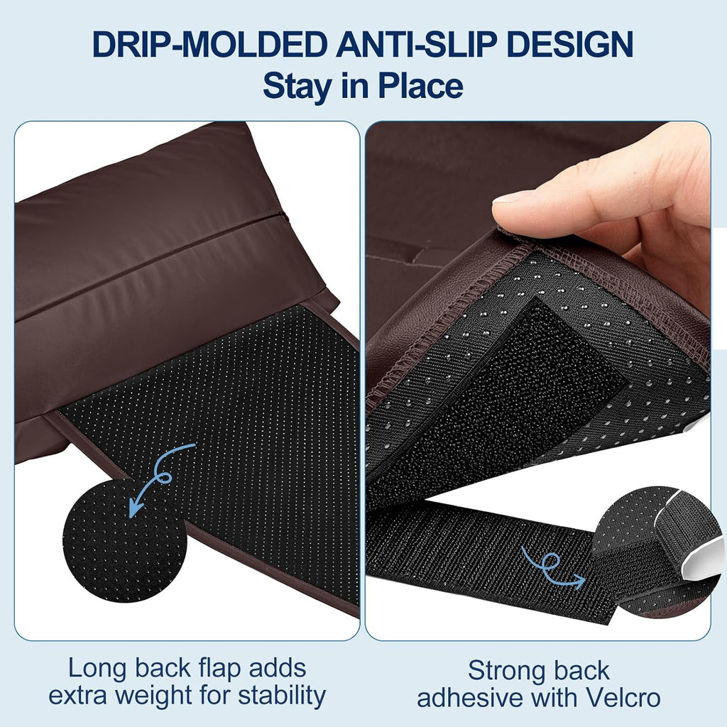 Recliner Pillow, Adjustable Neck & Head Support Pillow | Faux Leather, Weighted Non-Slip Flap, Adjustable Filling, Pain Relief & Relaxation, for Recliners, Sofas, Office Chairs