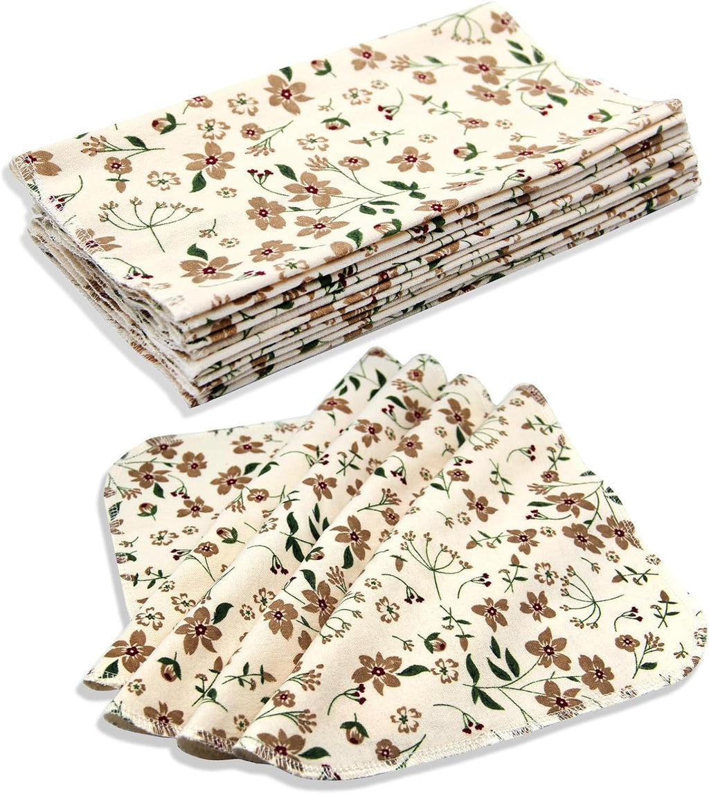 Reusable Paper Towels Cotton Cloths (12Pcs), Absorbent Kitchen Dishcloths (10X10 Inch) Washable Paperless Towels Zero Waste Alternative Napkins for Kitchen Household Cleaning