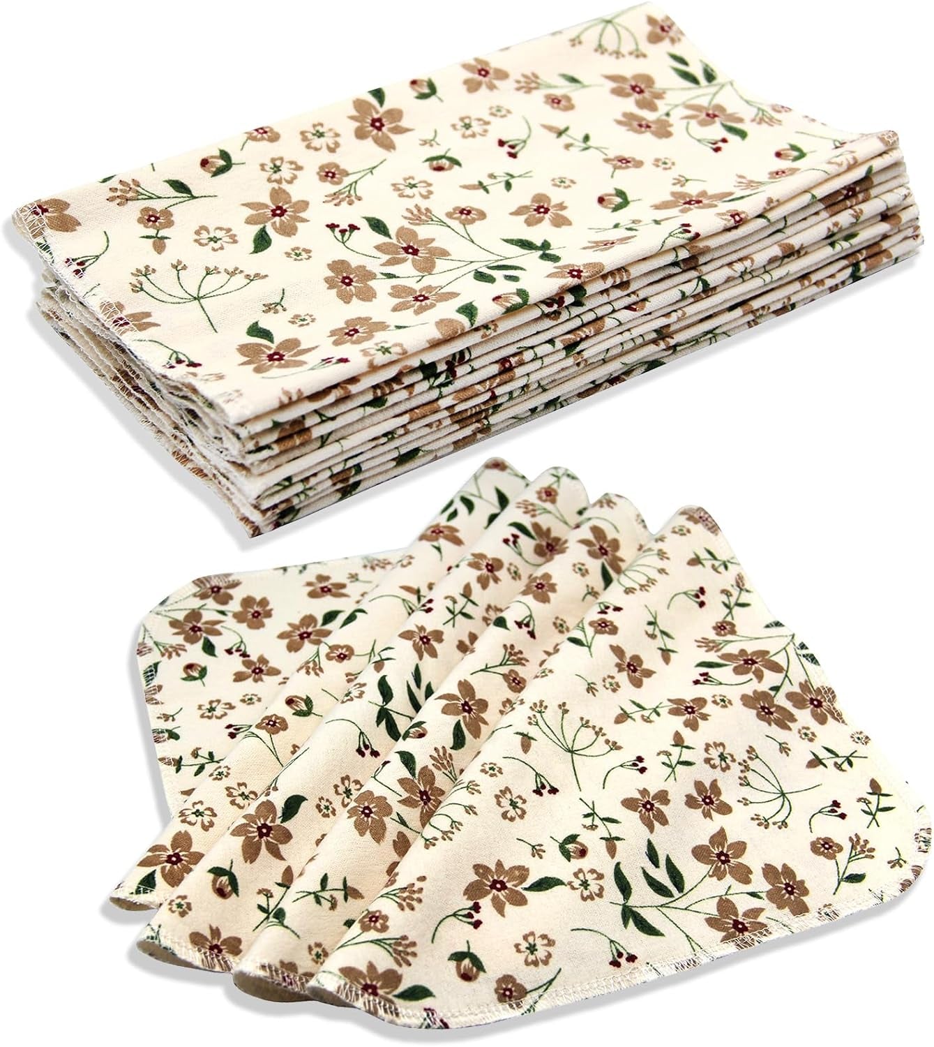 Reusable Paper Towels Cotton Cloths (12Pcs), Absorbent Kitchen Dishcloths (10X10 Inch) Washable Paperless Towels Zero Waste Alternative Napkins for Kitchen Household Cleaning