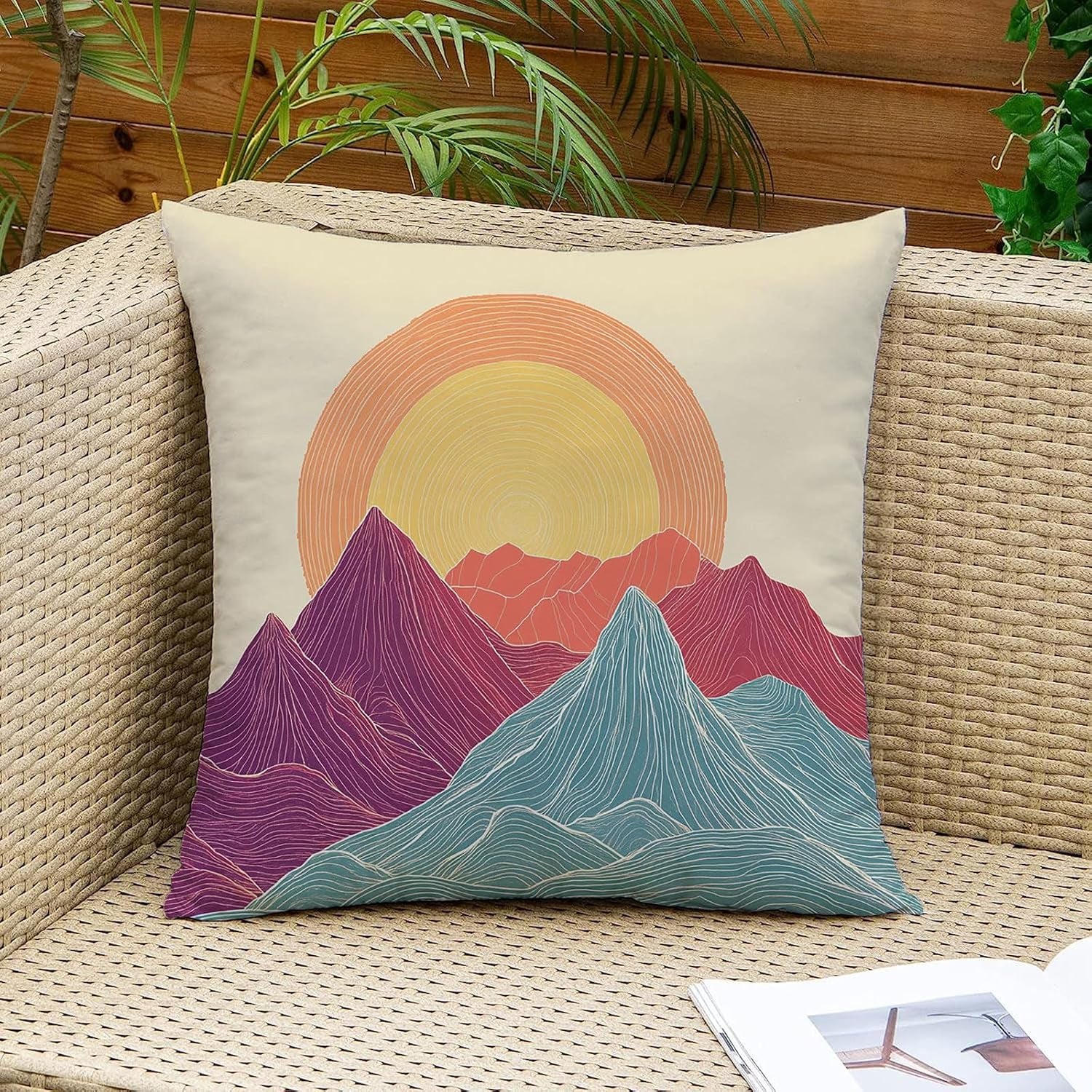Tropical Pillow Covers 18X18 Inch Summer Decorative Pillow Covers Set of 4 | Double Sided Printing, Sunset Coastal Palm Leaves Beach Decorative Throw Pillow Cases, for Sofa Couch Porch Bed Living Room