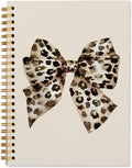 Preppy Cheetah Leopard Bow Notebook Journal Gifts for Women Girls, Trendy Journaling Notebook for Work Office School Supplies Note Taking, 5.5X8.3
