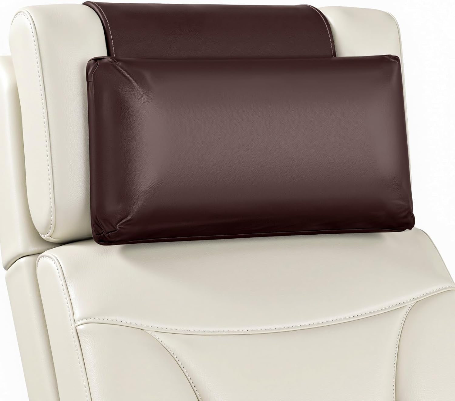 Recliner Pillow, Adjustable Neck & Head Support Pillow | Faux Leather, Weighted Non-Slip Flap, Adjustable Filling, Pain Relief & Relaxation, for Recliners, Sofas, Office Chairs