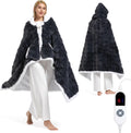 Wearable Heated Blanket Hoodie, Luxury Faux Fur & Sherpa Electric Throw Blanket, Heated Shawl Wraps Poncho with Pockets for Women Men, 3 Heat Levels & 12H Timer, ETL & FCC Certified, 40"X70",Dark Grey