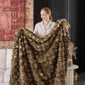 760GSM Faux Rabbit Faux Fur Throw Blanket,Super Thick Warm Bubble Blanket Throw,Fuzzy Luxury Plush Decorative Blanket for Couch Bed Sofa(Leopard Brown,80''X 90'')