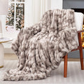 Touchat Ruched Faux Rabbit Fur Throw Blanket 700 GSM Luxury Dual-Sided Soft Cozy Blanket Fuzzy Fluffy Plush Blanket for Bed Couch and Sofa - 50"x60" Tie-dye Coffee