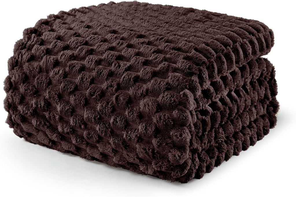 3D Fleece Twin Size Blanket for Bed, Coffee | Extra Soft Fuzzy Plush Lightweight Bed Blankets, Cozy Fluffy Decorative Blankets for All Seasons, 60X80 Inches