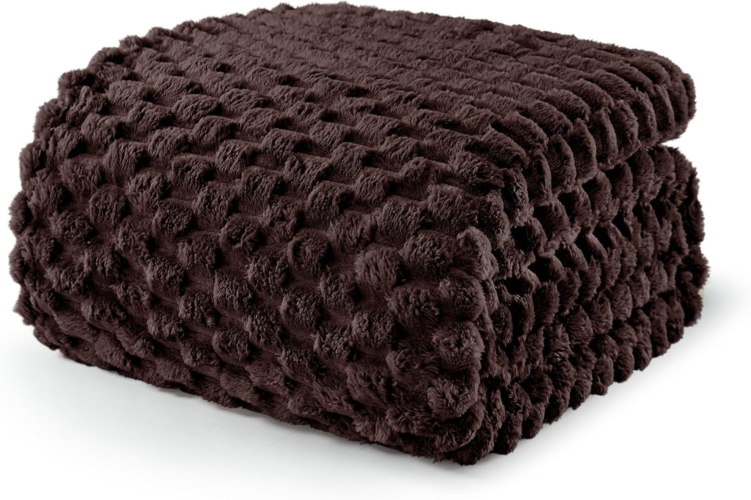 3D Fleece Twin Size Blanket for Bed, Coffee | Extra Soft Fuzzy Plush Lightweight Bed Blankets, Cozy Fluffy Decorative Blankets for All Seasons, 60X80 Inches