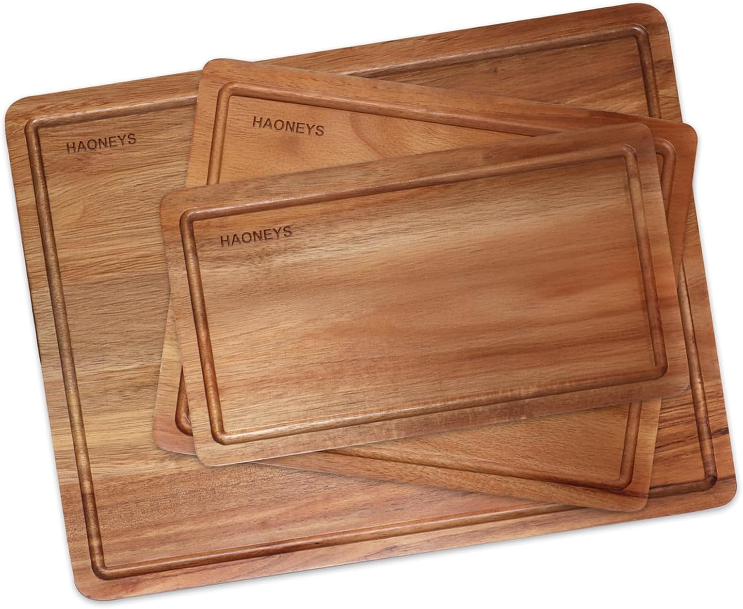 Wood Cutting Boards Set of 3 for Kitchen, Large Wooden Cutting Board with Juice Groove, Charcuterie Board, Chopping Board for Meat, Cheese, Fruits, and Vegetables