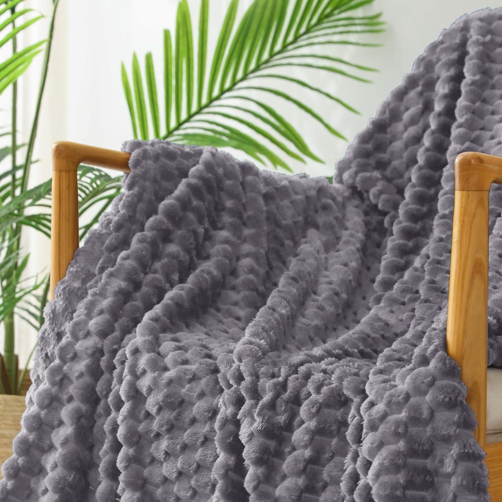 3D Fleece Twin Size Blanket for Bed, Dark Grey | Extra Soft Fuzzy Plush Lightweight Bed Blankets, Cozy Fluffy Decorative Blankets for All Seasons, 60X80 Inches