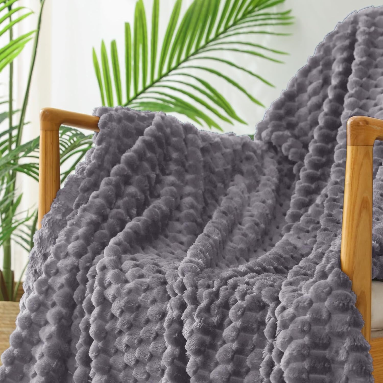 3D Fleece Twin Size Blanket for Bed, Dark Grey | Extra Soft Fuzzy Plush Lightweight Bed Blankets, Cozy Fluffy Decorative Blankets for All Seasons, 60X80 Inches
