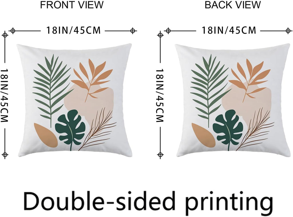 Tropical Pillow Covers 18X18 Inch Summer Decorative Pillow Covers Set of 4 | Double Sided Printing, Sunset Coastal Palm Leaves Beach Decorative Throw Pillow Cases, for Sofa Couch Porch Bed Living Room