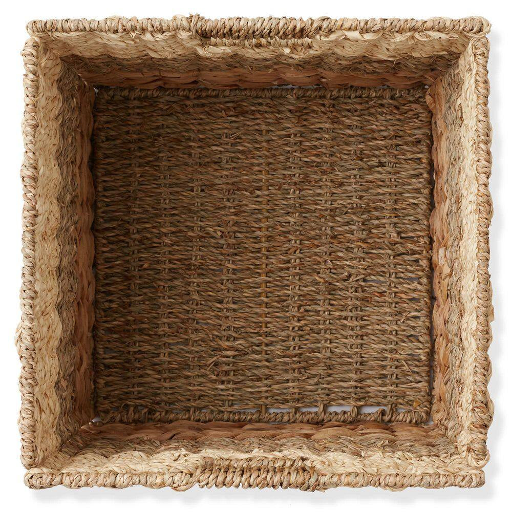 Brown Mixed Weave 10.5 In. X 10.5 In. Wicker Hyacinth Decorative Basket Storage Cube Set of 4