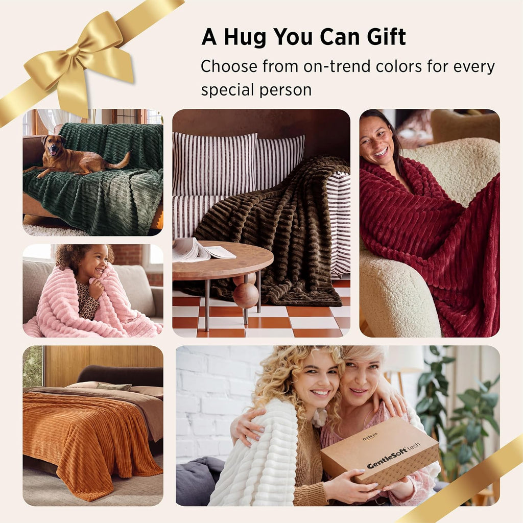 Bedsure Gentlesoft Queen Blanket for Bed - Cozy Soft Fall Blankets for Women, Cute Large Fall Throws for Girls, Orange, 90X90 Inches