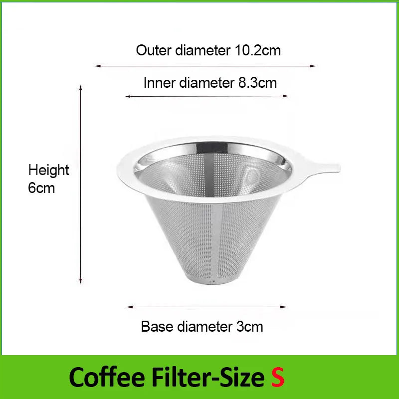 Reusable Coffee Filter Holder Double Layer 304 Stainless Steel Coffee Tea Strainer Coffee Accessories Coffee Making Tool
