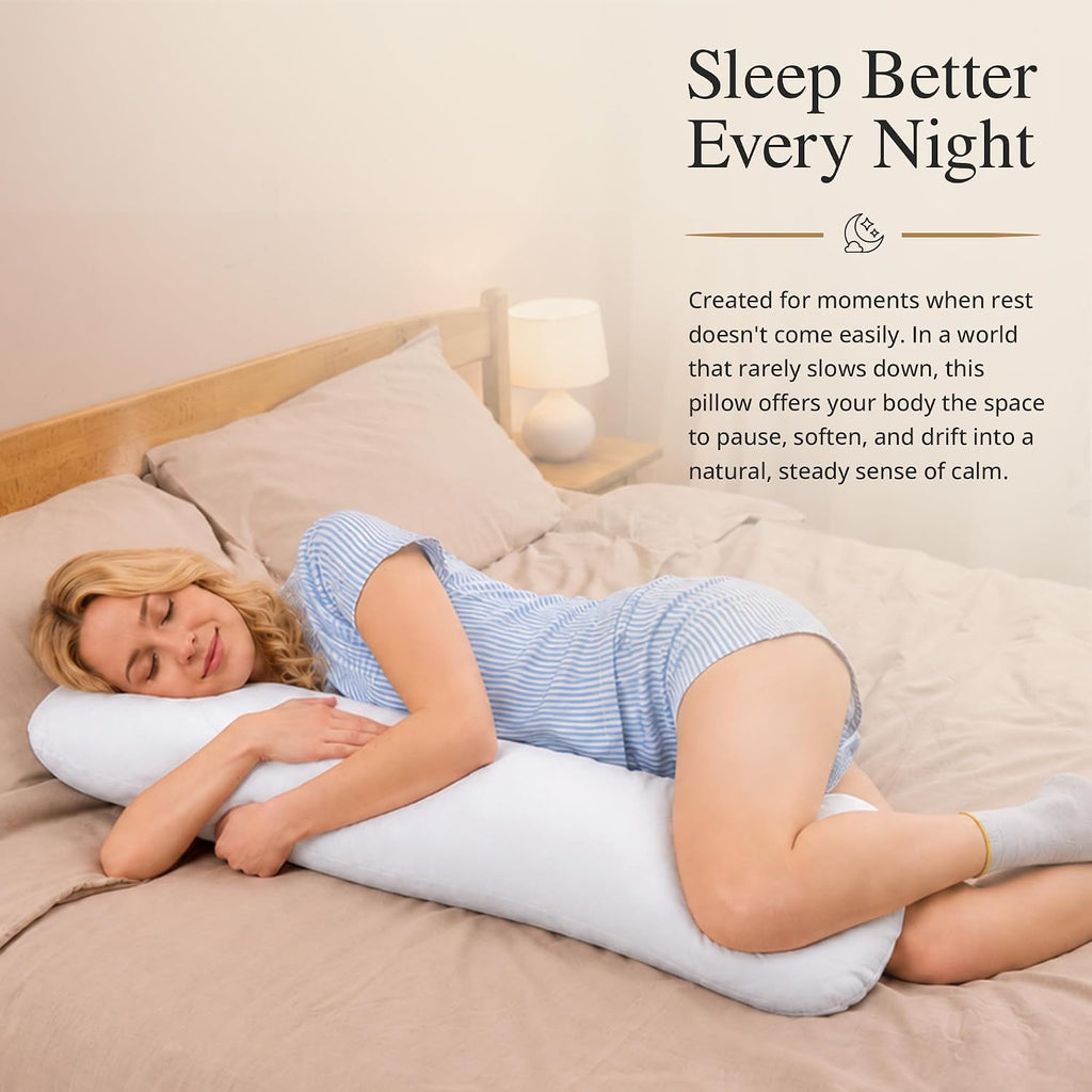 Weighted Pillow for Adults 6.5Lbs | 41" X 12" | Sleep Better & Feel Calm | Weighted Body Pillow for Stress Relief | Sleeping Hugging Pillows for Adults | Gift Women | Side Sleeping