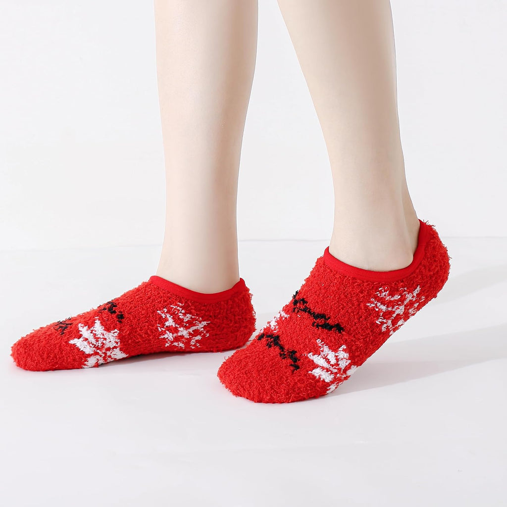 Cozy Winter Fuzzy Women Socks Grip Slippers Fluffy House Non Skid Microfiber Socks