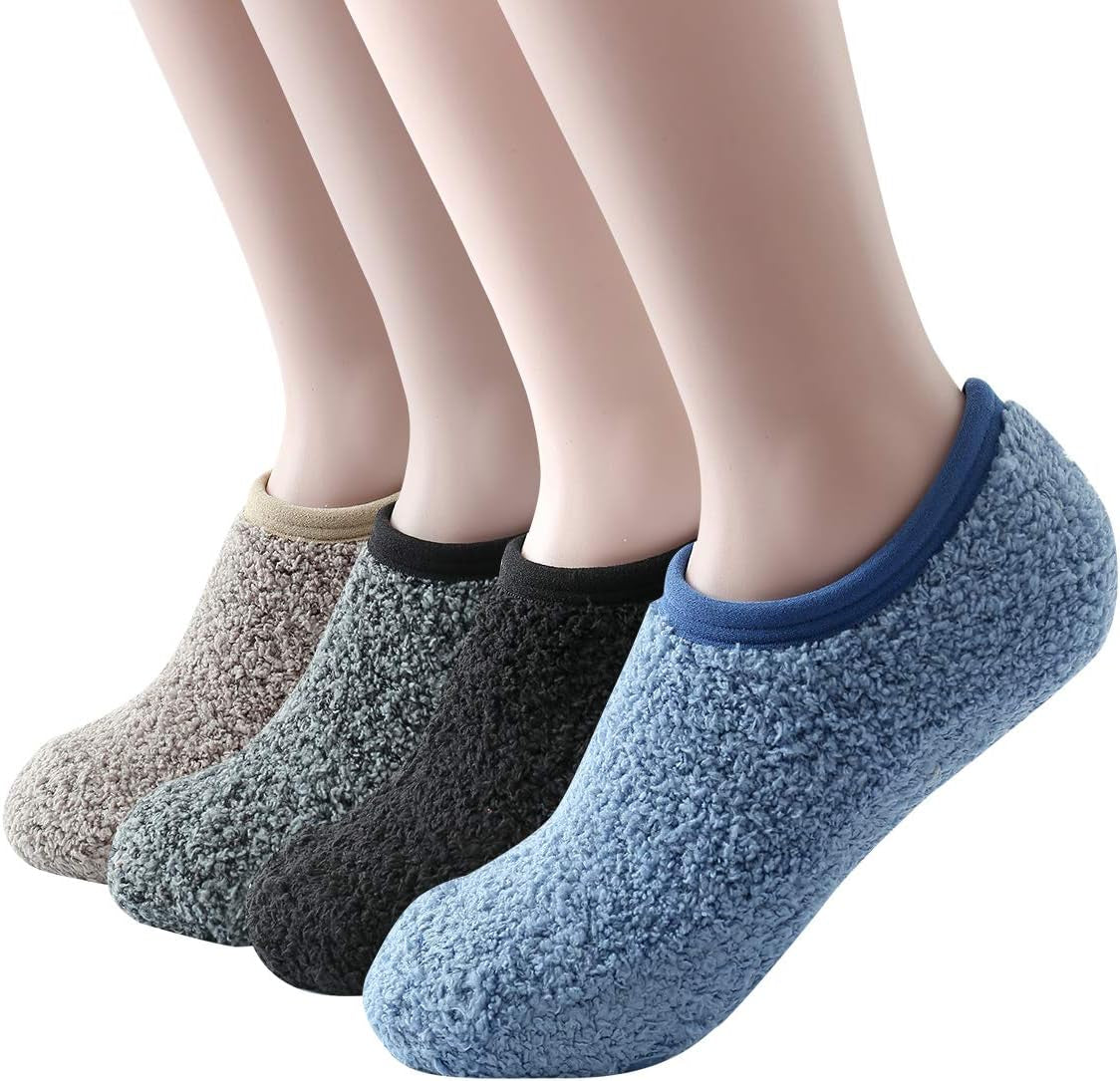Cozy Winter Fuzzy Women Socks Grip Slippers Fluffy House Non Skid Microfiber Socks