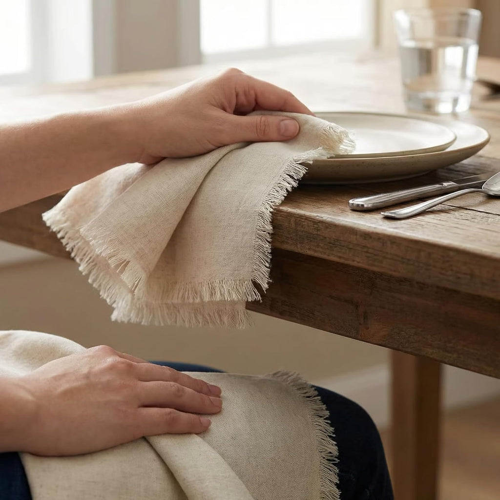 Cloth Napkins Set of 12, 18X18 Inch Cotton Linen Dinner Napkins | Cotton Linen Blend Napkins, Machine Wash on Gentle Cycle, Economy Pack, Multi Purpose Use, Premium Quality