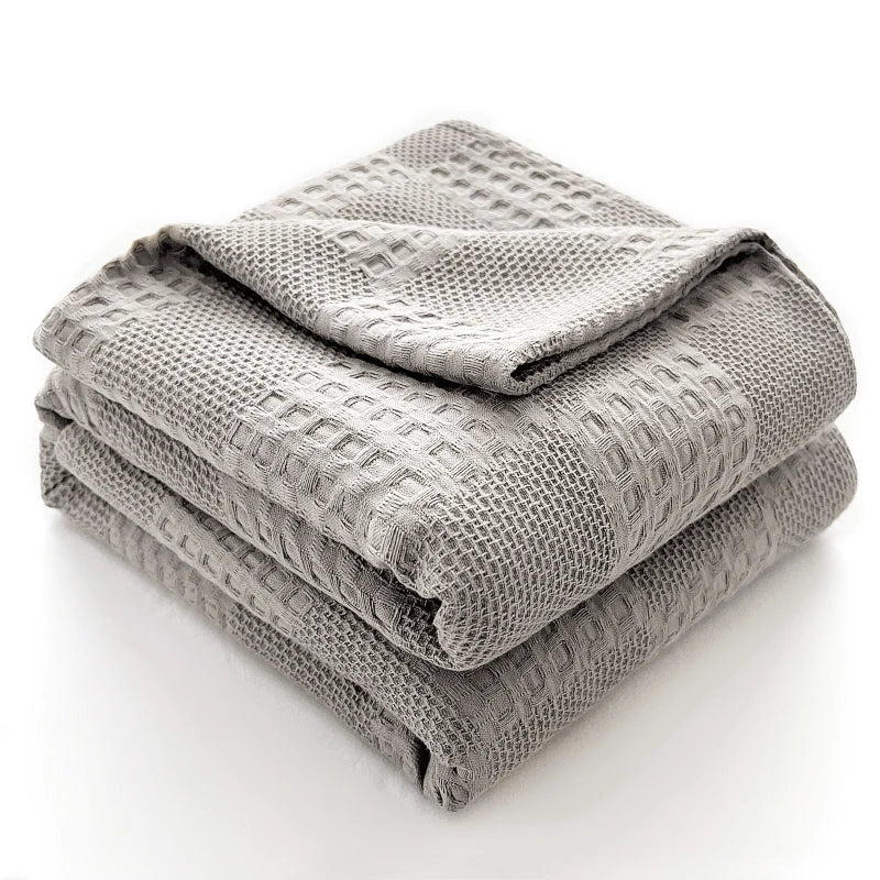 Cotton Throw Blanket Soft Breathable Waffle Blanket for Twin Queen King Bed Decorative Plaid Sofa Blankets Summer Throws