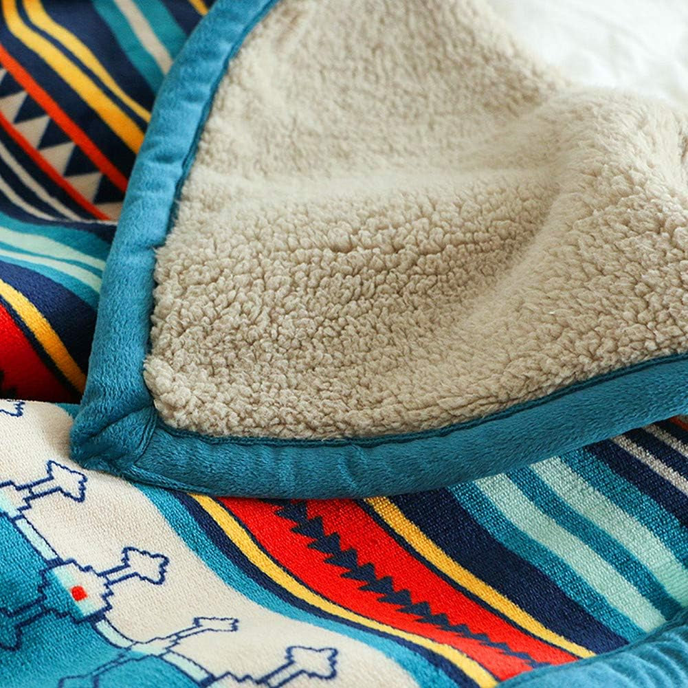 Large Bed Blankets 60 X 80 Inch for Bed, Sofa, Couch and Camping Fuzzy Warm Bohemian Fleece Blanket Twin Size