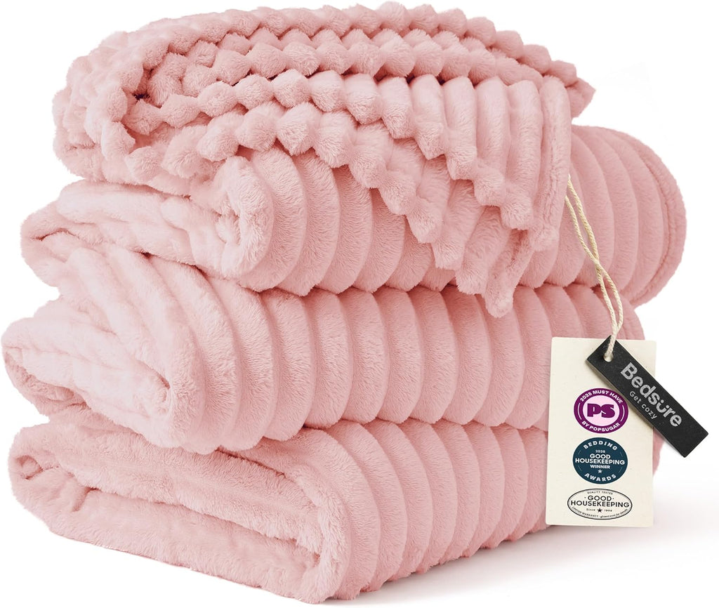 Bedsure Gentlesoft Large Fleece Blanket for Bed - Cozy Soft Throw Blankets for Women, Cute Large Throws for Girls, Coral Pink, 120X120 Inches