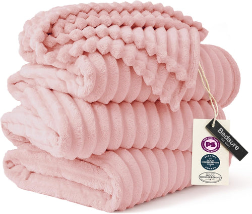 Bedsure Gentlesoft Large Fleece Blanket for Bed - Cozy Soft Throw Blankets for Women, Cute Large Throws for Girls, Coral Pink, 120X120 Inches