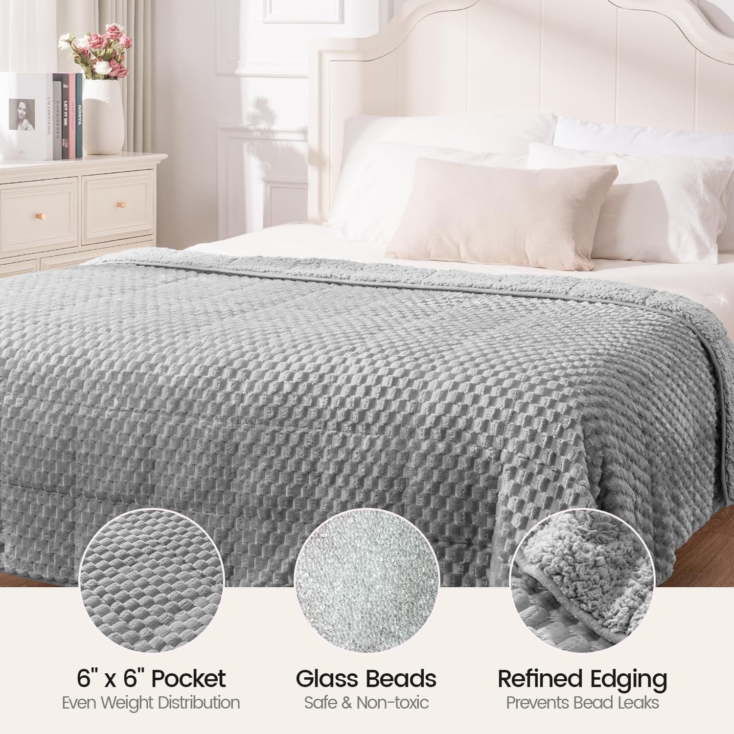 Super Fuzzy Soft Fleece Sherpa Weighted Blanket 20 Lbs for Adults, 3D Imitation Turtle Shell Luxury Weighted Throw for Better Sleep, Dual Sided Cozy Heavy Blankets for Couch Bed, Grey, 60" X 80"