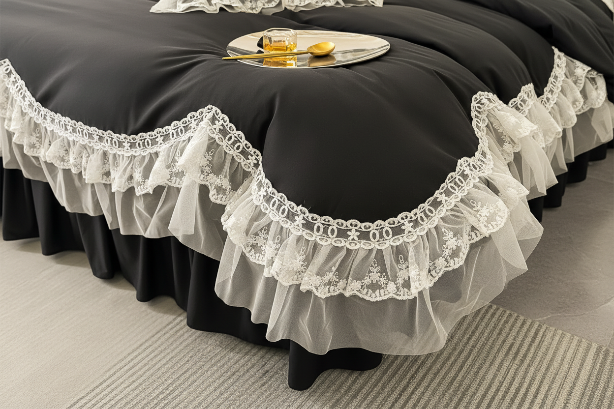 Black Lace Ruffle Detail Close-up