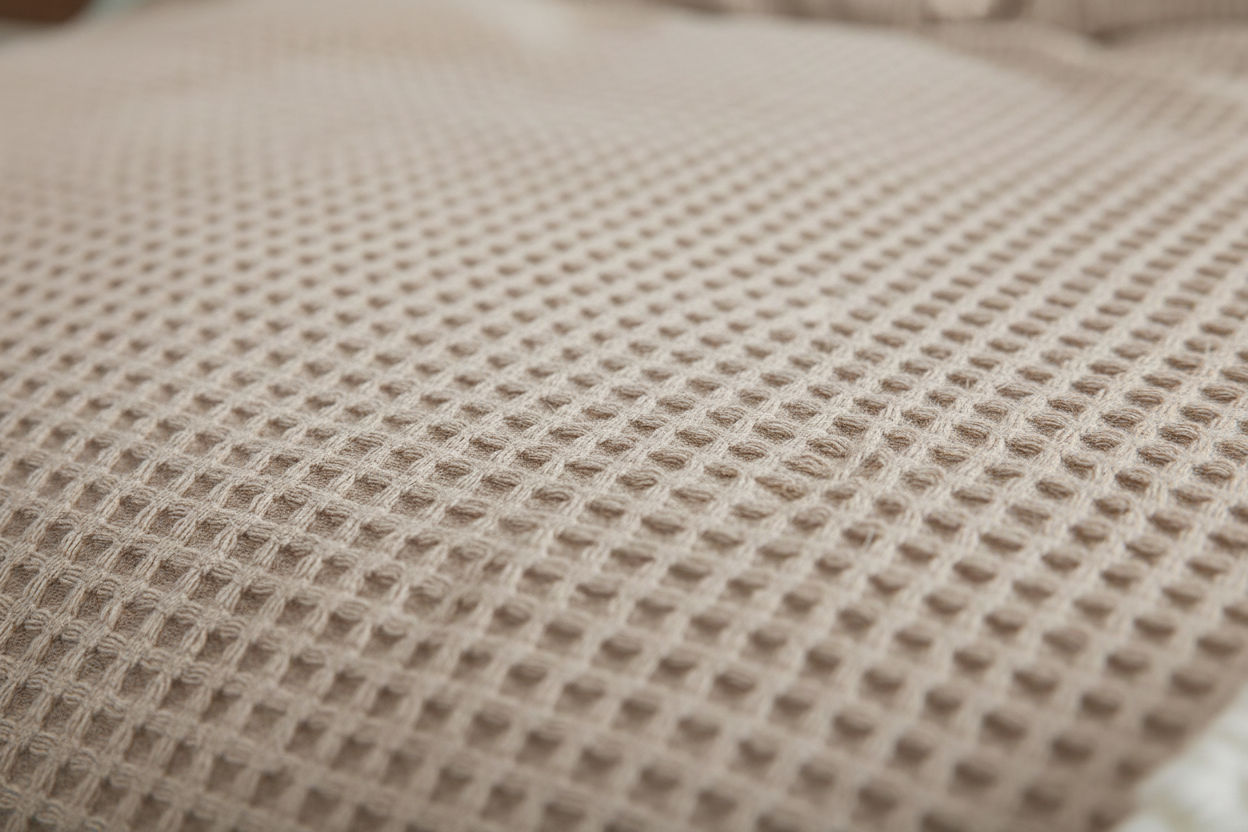 Khaki Waffle Comforter - Texture Close-Up