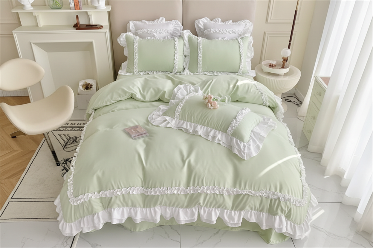 Sage Green Duvet Aerial View