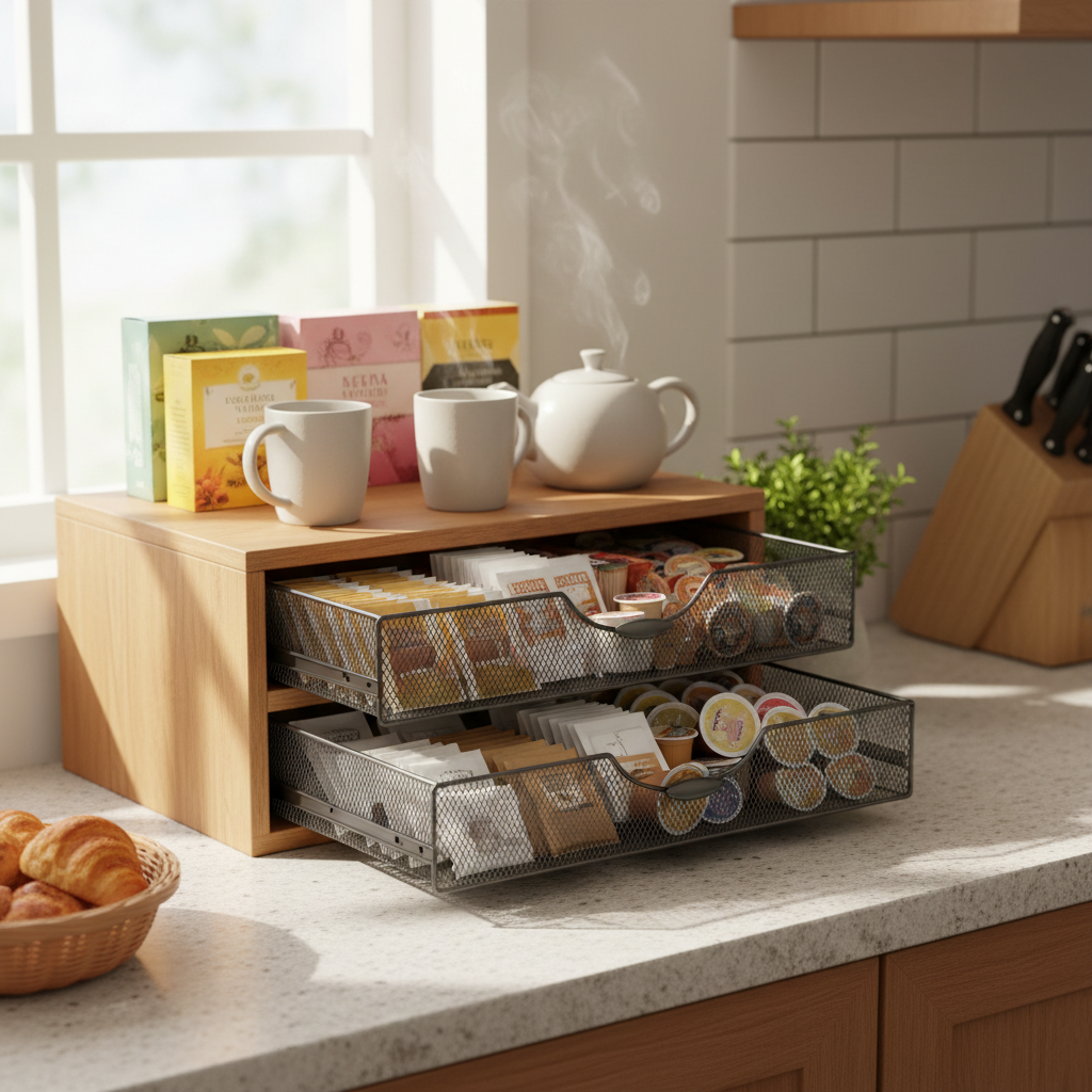 Tea Bag Organizer drawer open