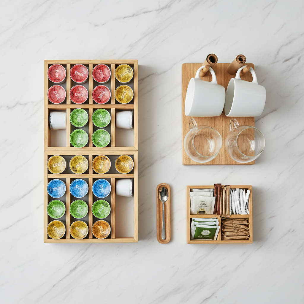 Coffee station flat lay