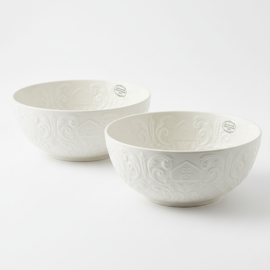 Ceramic pasta bowls close-up detail