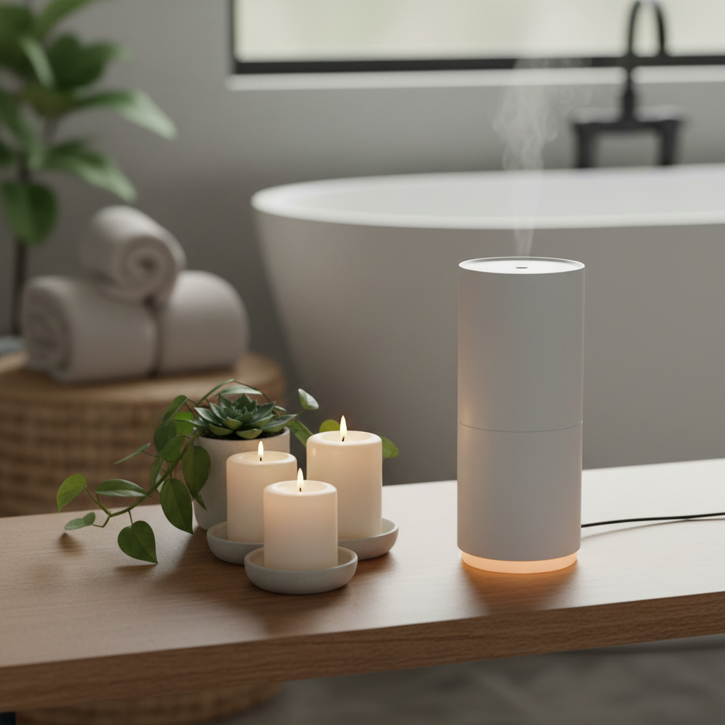 Electric diffuser bathroom spa setting