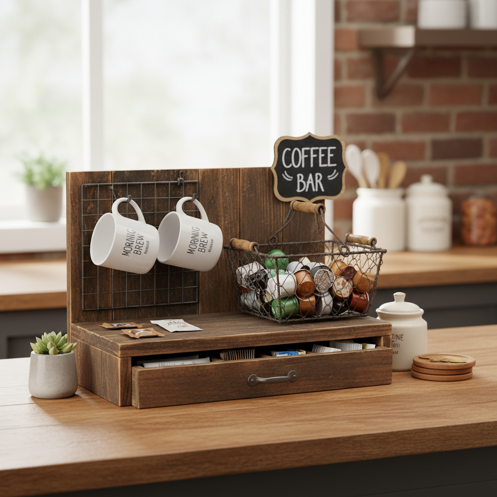 Coffee station organizer front view