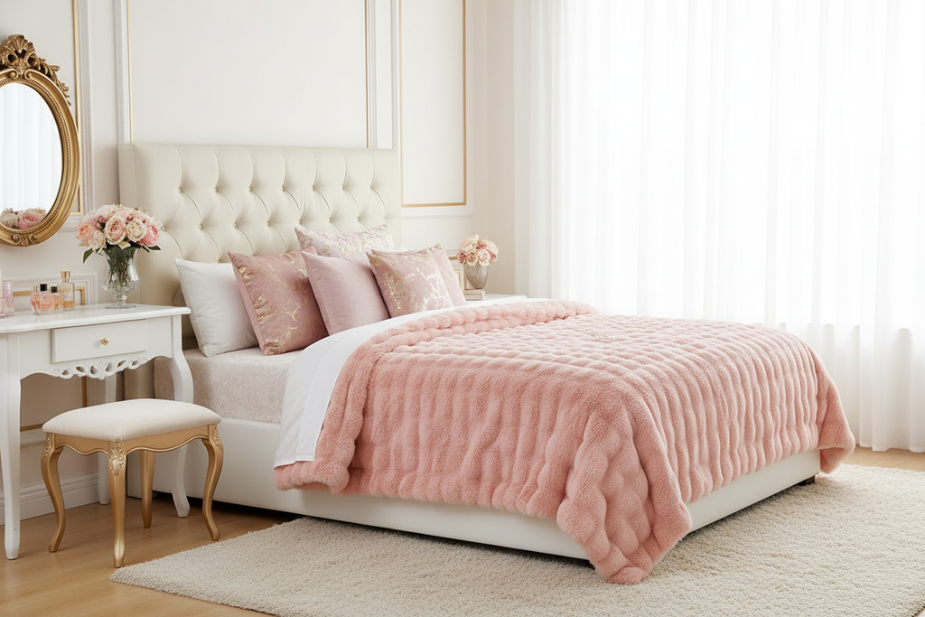 Pink Bedroom - Gold Accents
