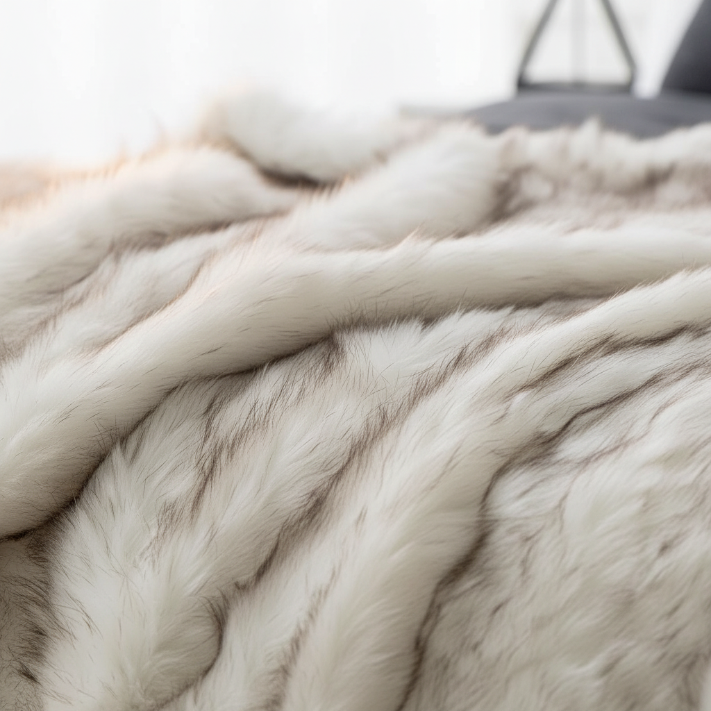 White Faux Fur Throw - Texture Detail